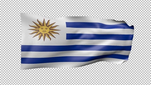 Realistic Waving Uruguay National Flag