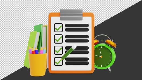 3D Exam Preparation School Test | Alpha Channel