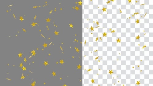 3D Animation of Creating a Magical Effect with Gold Falling Stars | Alpha Channel