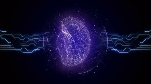 IA, inteligencia artificial y aprendizaje automático, animación cerebral, fondo, bucle