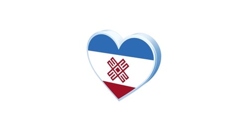 Rotating 3D Heart Flag Symbol Animation