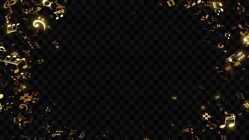 Elegant Golden Music Notes Falling Seamless Loop Background