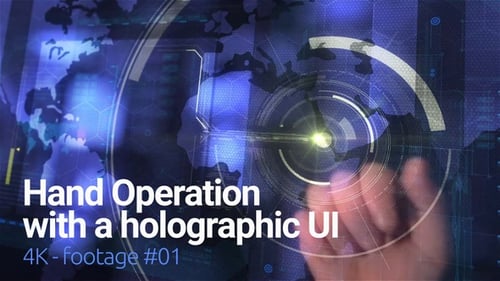 Hand Operation With A Technical Holographic Interface Footage 01