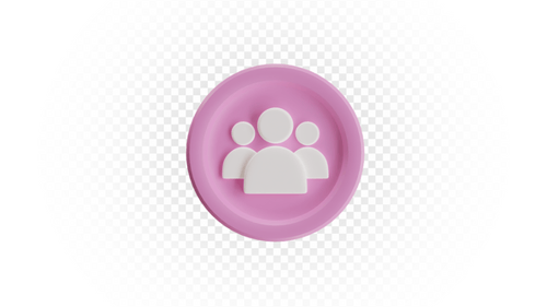Pink 3D Animated People Group Icon Reveal