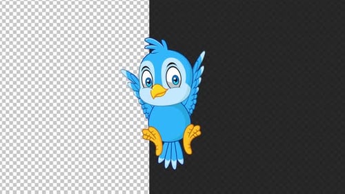 Zeichentrickanimation mit blauem Vogel in Endlosschleife