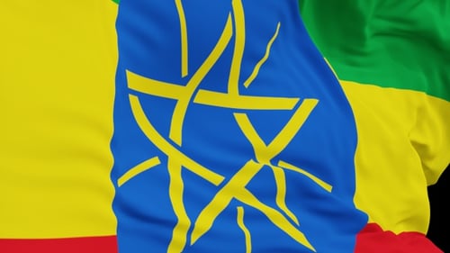 The Ethiopia with alpha channel waving in the wind in slow motion