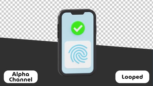 Fingerprint Lock Security 3D Animation | Alpha Channel