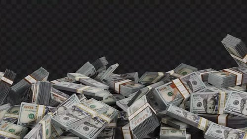Animation Of A Stack Of 100 Dollar Bills Falling And Then Drifting Away