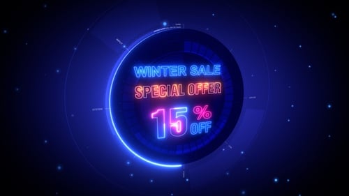 Winter Sale Special Offer Neon Futuristic Title