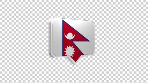 Nepal Flag 3D Chat Bubble Icon Animation