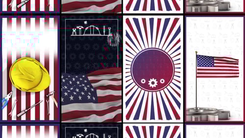 Animated US Flag and Labor Tools Vertical Stories Backgrounds