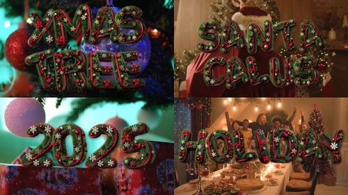 3D Christmas & New Year Festive Text Titles