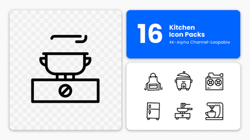 Animated Flat Design Kitchen Icon Set