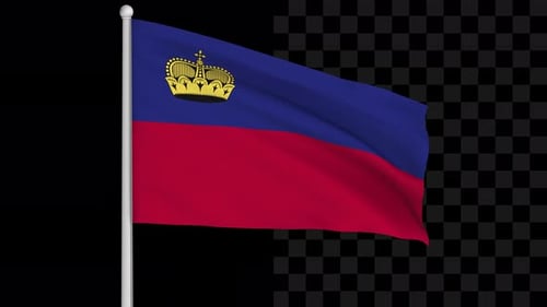 Realistic Waving Liechtenstein Flag Animation with Alpha Channel