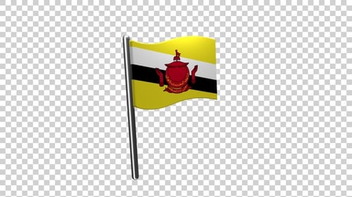 Animated Waving Flag of Brunei Darussalam with Alpha Channel