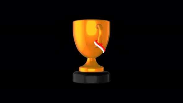 3D Gold Winner Trophy Rotating with Red and White Ribbons, Backgrounds ...