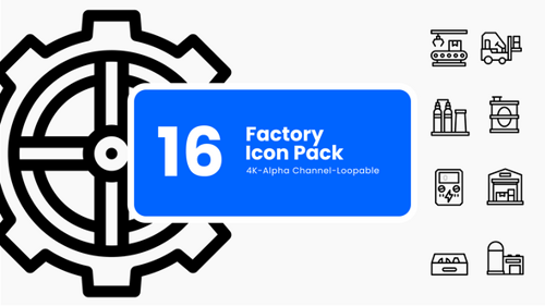 Minimalist Animated Line Art Industrial Icon Pack