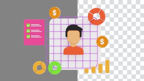 3D Animation of Financial Consulting Strategic Investment Planning | Alpha Channel