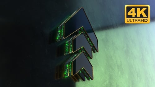 3D Golden Green Arrow Pointing Up Animation Abstract Background 4K