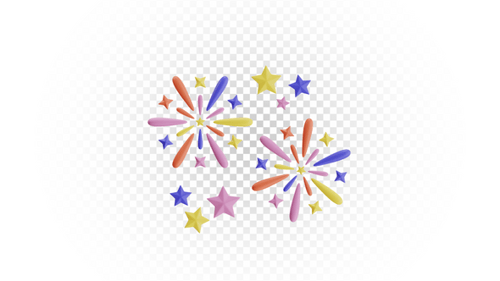 Colorful Animated Fireworks and Stars Celebration Overlay