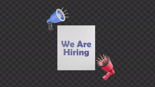 Modern 3D Megaphones Announce We Are Hiring Message