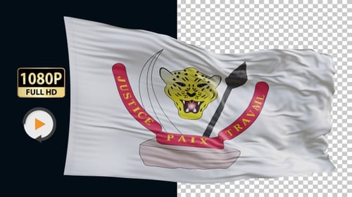 Realistic Waving Flag with National Emblem Alpha Channel