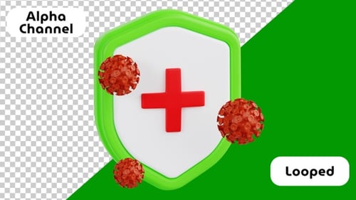 3D Animation of Medical Shield Protection Against Virus | Alpha Channel
