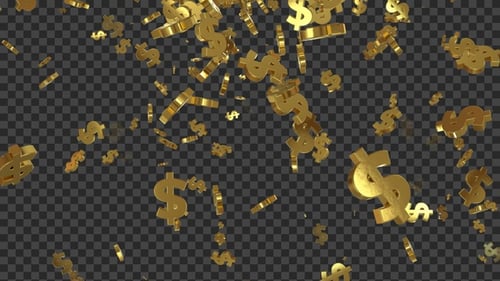 Falling Dollar Symbol Golden Seamless Loop