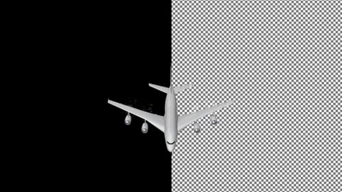 Steiler Sturzflug eines großen Flugzeugs, weißer Rauch, Frontansicht, Alpha-Kanal, Exklusiv, 3D-Render