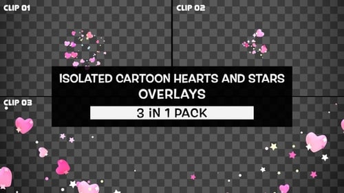 Isolated Cartoon Hearts And Stars Overlays Pack