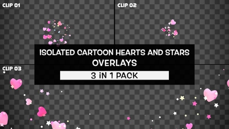 Animated Cartoon Hearts and Stars Decorative Overlays, Overlays Motion ...