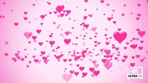 Glossy Pink Hearts Floating Celebration Background
