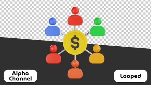 Animated 3D Corporate Financial Network Icon