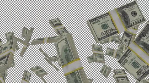 Animated Falling Hundred Dollar Bills Stacks