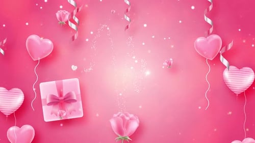 Romantic Floating Hearts and Gift Boxes Background