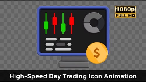 Animated Financial Stock Chart Monitor with Spinning Coin