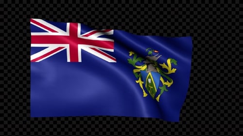 Realistic Pitcairn Islands Flag Waving Animation