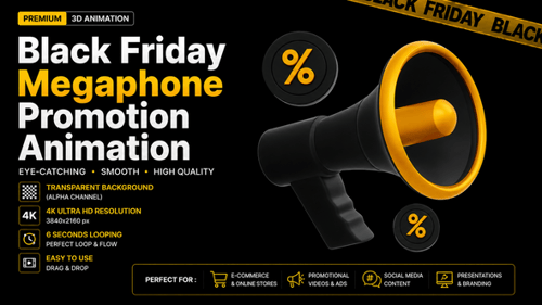 4K Black Friday-Megaphon-Werbeanimation