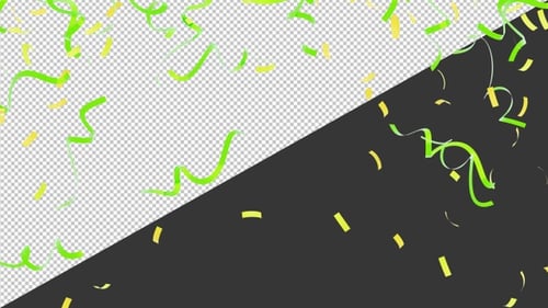 3D Animation of Green Confetti | Alpha Channel
