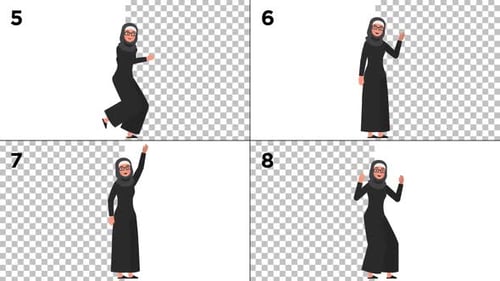 Paquete de animación de personajes femeninos árabes