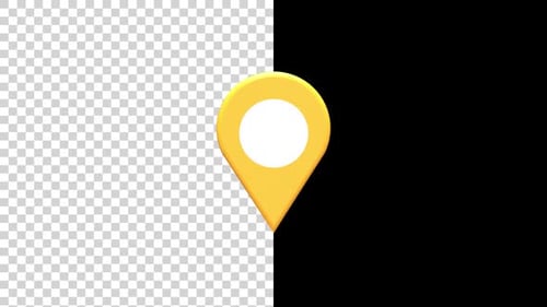 3D Animated Yellow Map Pin Icon Rotation