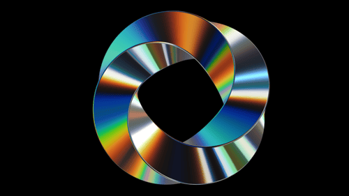 Abstract Object Torus Circle Twist Metal Steel Glossy Reflection Chrome Holographic Hologram Trance