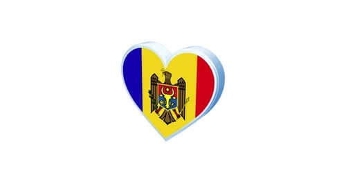 Glossy 3D Heart with Moldova Flag Animation