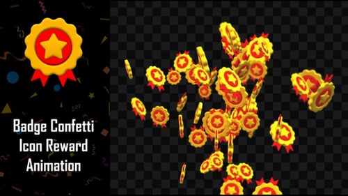 Badge Confetti Icon Reward Animation