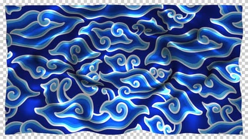 Indonesia Ethnic Silk Pattern Cloth Fabric Wave Alpha Songket Batik Jawa Barat Java Megamendung