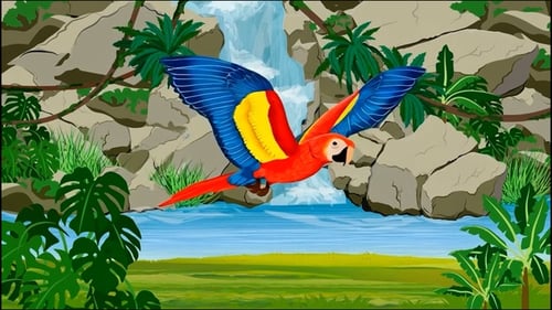 Macaw Parrot Flying in Jungle - Tropical Bird - Nature - Wildlife - Cartoon Animations