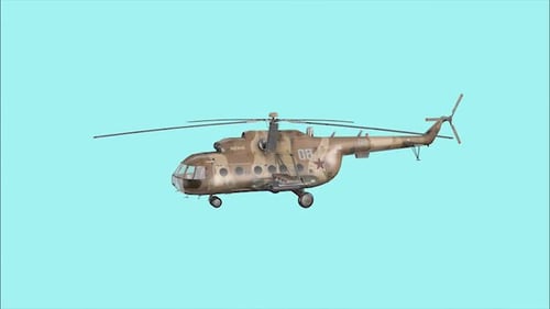 Military Attack Helicopter Rotating 360 Degrees with Alpha Channel