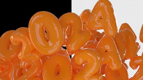 Falling Gummy Candy Letters Loop Animation Alpha Channel