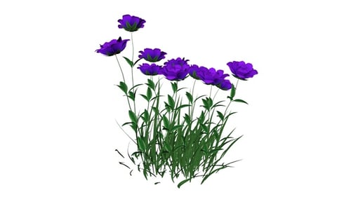 Swaying Purple Flowers Bush Animated Element