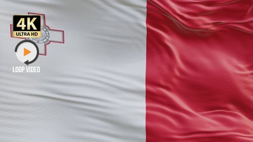 Malta Flag Waving Seamless Loop Animation